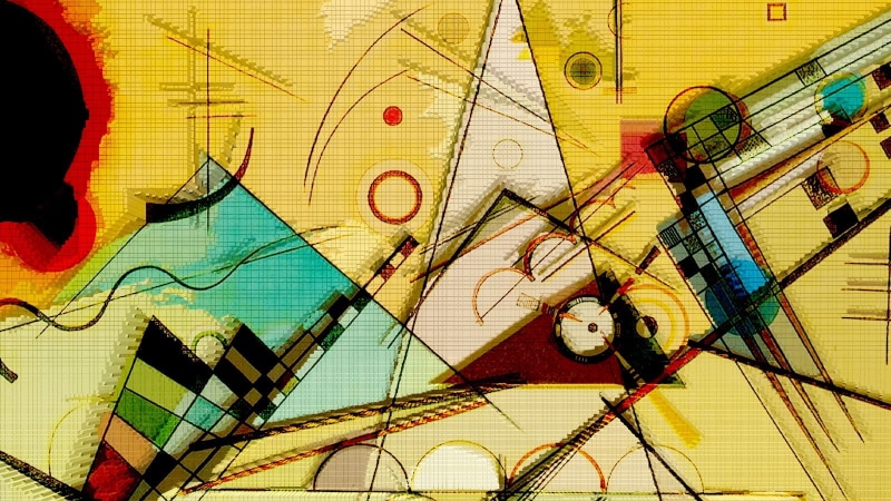 yellow, classic art, still life, day, no people, close-up, circle, wall - building feature, pattern, paper, geometry, red, abstract, backgrounds, high angle view