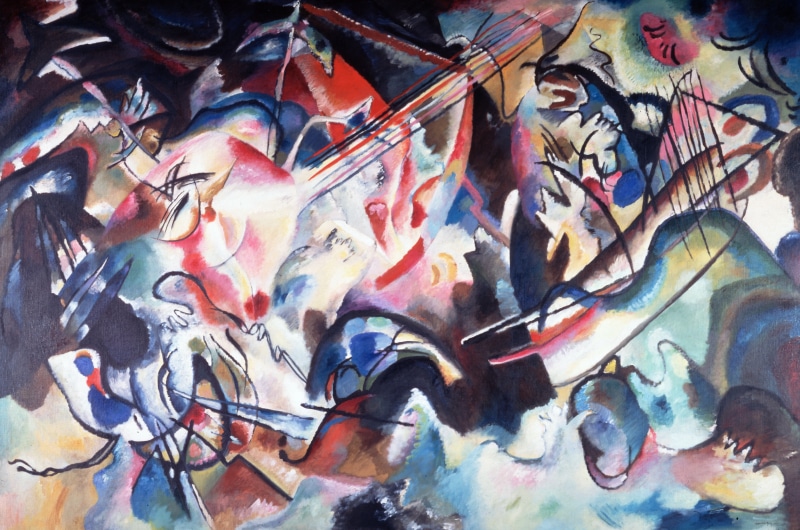 craft, pattern, multi colored, graffiti, paintings, drawing - art product, multicolored, textured effect, Wassily Kandinsky, Composition VI, paint, indoors