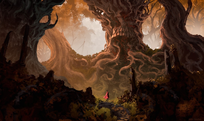 trees, 2K, Anato Finnstark, weapon, dark fantasy, king, crown, men, Fantasy Men, environment, drawing, sword, cape, digital art, illustration, forest