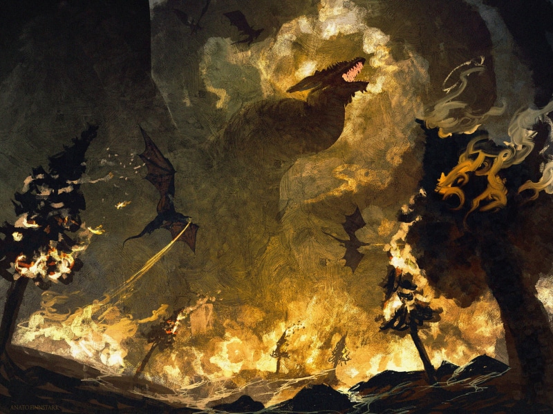 creature, artwork, 1080P, burning, ArtStation, Anato Finnstark, fire, fantasy art, dragon