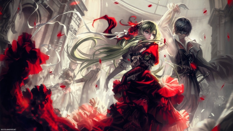 anime girls, 2K, woman, abstract, backgrounds, women, lifestyles, Kaito, celebration, illustration, Hatsune Miku, black Color, creativity, paint, color Image