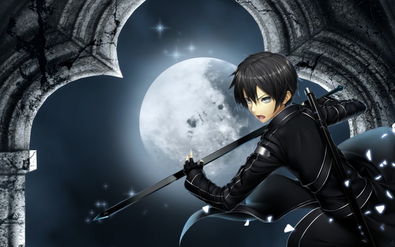Kirigaya Kazuto, 1080P, holding, hairstyle, three quarter length, sitting, young adult, women, front view, clothing, d, man, anime, sky, leisure activity
