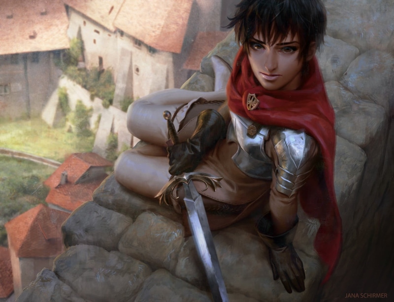 Casca, lifestyles, front view, young adult, looking at camera, childhood, fantasy art, Berserk, portrait, child, casual clothing, 720P, leisure activity