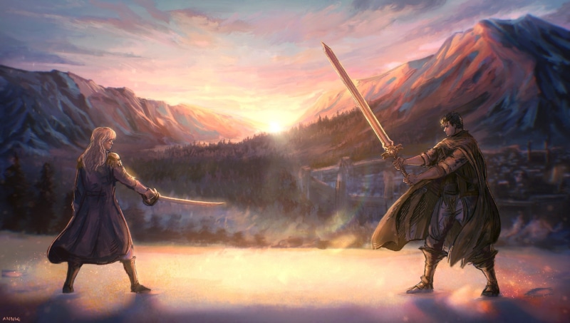 Griffith, 1080P, fantasy art, Berserk, Guts, artwork