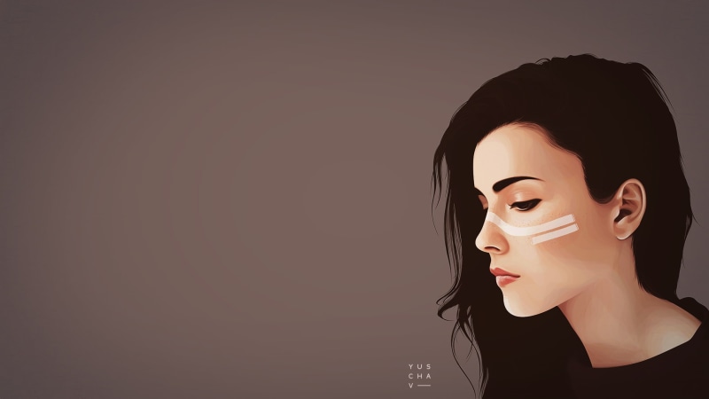 human body part, young women, brunette, hairstyle, vector, adult, digital art, copy space, one person, 1080P, headshot, beautiful woman, beautiful people