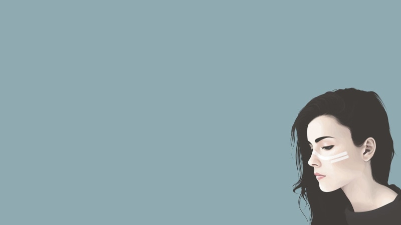 young adult, adult, copy space, beautiful woman, beauty, hairstyle, indoors, young women, profile view, headshot, human face, blue background, vector, portrait