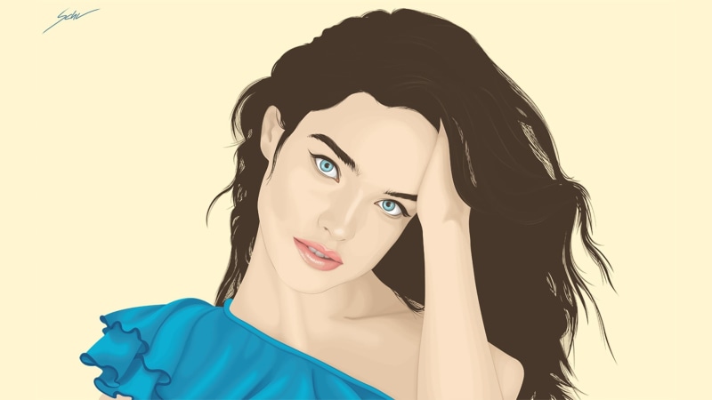 front view, close-up, young women, Vexel, headshot, vector, adult, Yuschav Arly, white background, beautiful woman, beauty, young adult, hair, hairstyle