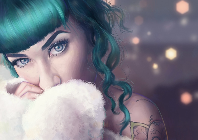 long hair, beauty, front view, Vexel, beautiful people, hair, young women, adult, hairstyle, lifestyles, one person, headshot, looking at camera, green hair