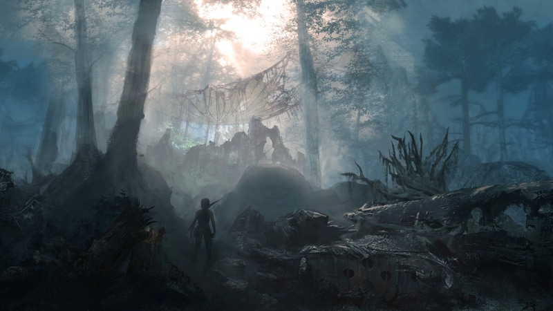 nature, one person, rock - object, Lara Croft, non-urban scene, sunbeam, solid, fog, Rise of the Tomb Raider, scenics - nature, beauty in nature
