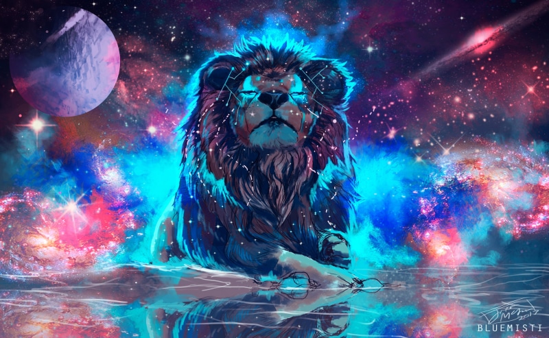 arts culture and entertainment, marine, 4k, 4K, one person, lion, artwork, animals in the wild, adult, creativity, animal wildlife, multi colored, animals