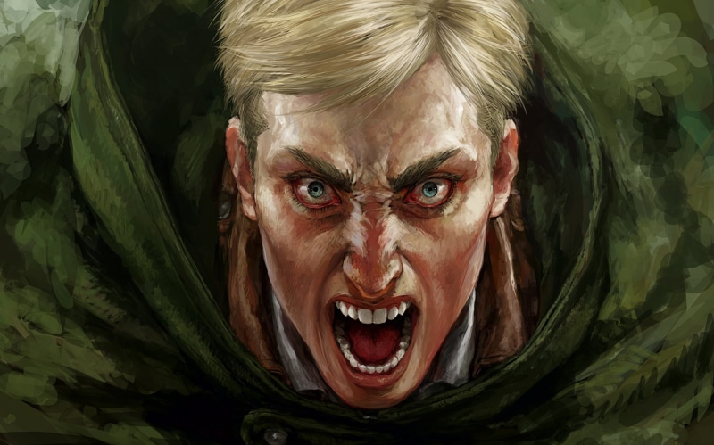 horror, Erwin Smith, portrait, Attack On Titan, looking at camera, aggression, fear, furious, shouting, anger, 1080P, front view, Anime, negative emotion