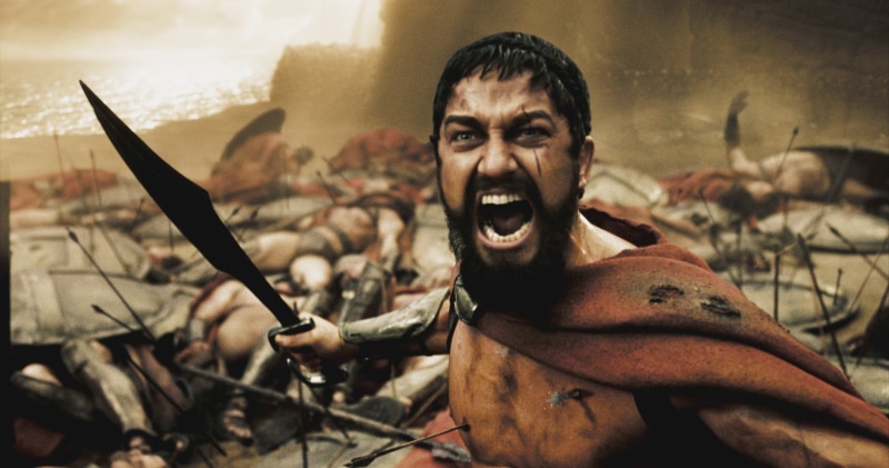 adult, furious, anger, looking at camera, mid adult men, portrait, mid adult, 1080P, butler, fear, shirtless, mouth open, leonidas, one person, evil, real people