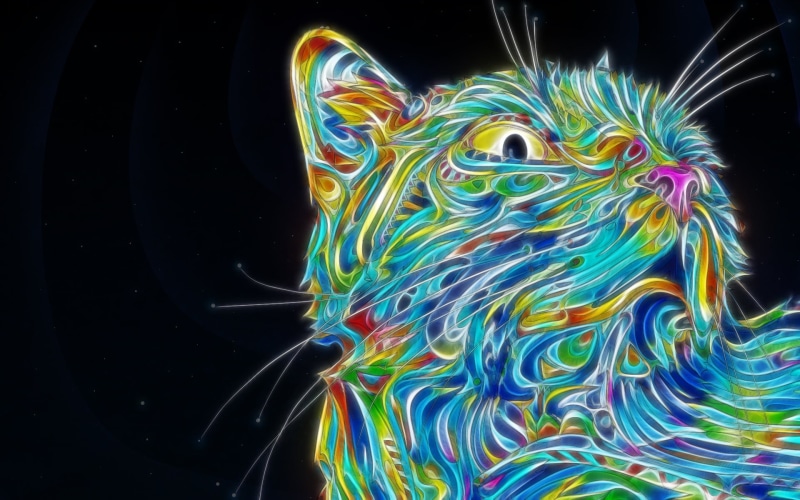 one animal, illustration, animals in the wild, blue, swirl, vibrant Color, fantasy, backgrounds, 1080P, multi Colored, no people, animal wildlife, yellow