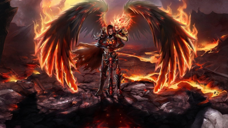 fallen, hell, 1080P, art, 1920x1080, heroes, magic, arts, fire, angel