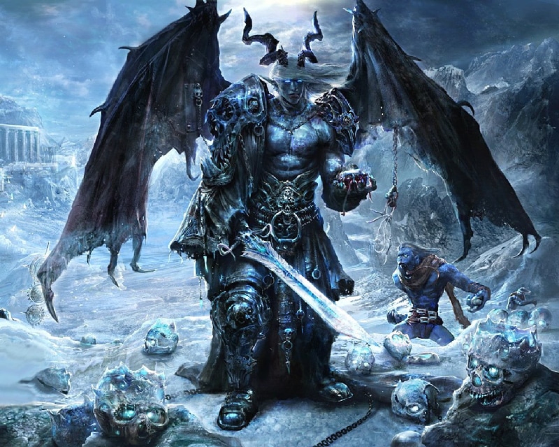 outdoors, nature, horror, Demon, statue, power, Wings, characters, color Image, 720P, evil, the past, illustration, blade, water, spooky, imagination