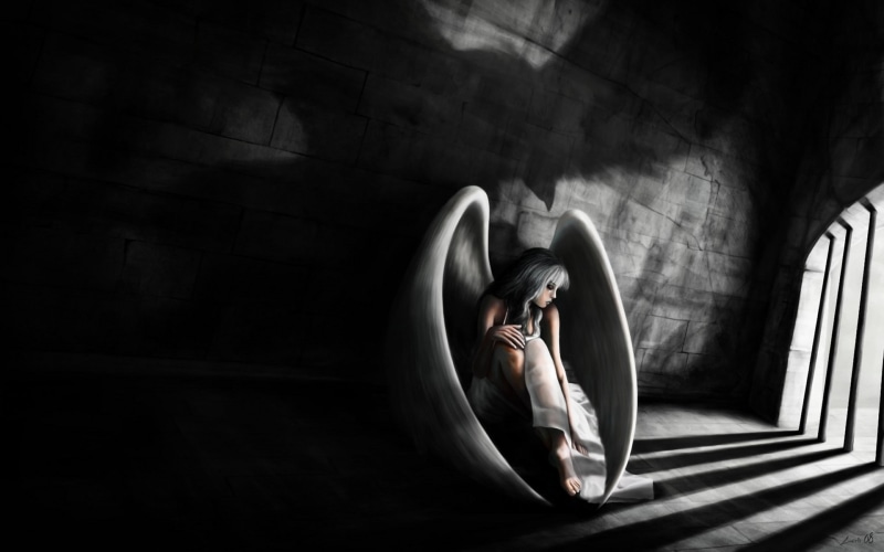women, sad, art, dark, prison, 1080P, sorrow, angel, bondage, fallen, mood, girl, fantasy