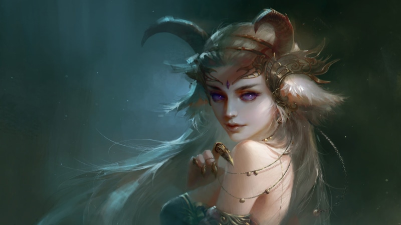 beautiful woman, horns, hair, hairstyle, women, blond hair, looking, looking at camera, headshot, fantasy art, beauty, young adult, lifestyles, portrait
