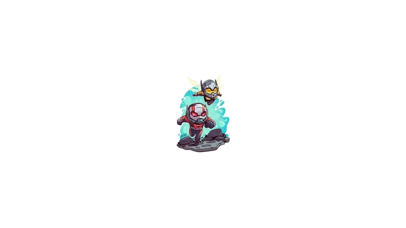 Marvel Comics, Derek Laufman, 1080P, The Wasp, minimalism, Ant-Man, white background, artwork