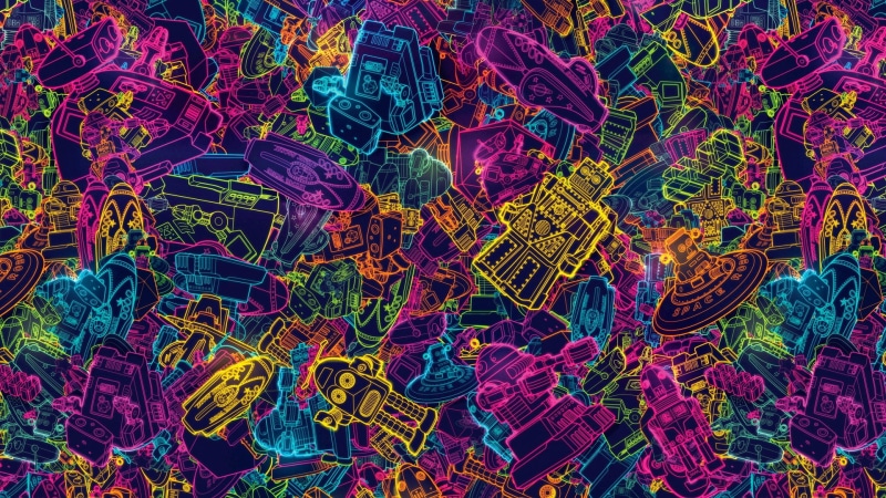 vision, zagromozhdennye, psychedelic art, 1080P, acid, a bunch, robots, psy