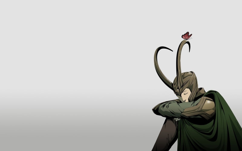x, art, background, Loki, simple, gods, norse, animals, marvel, 1080P, hd, butterflies, Marvel Comics, fan, comics