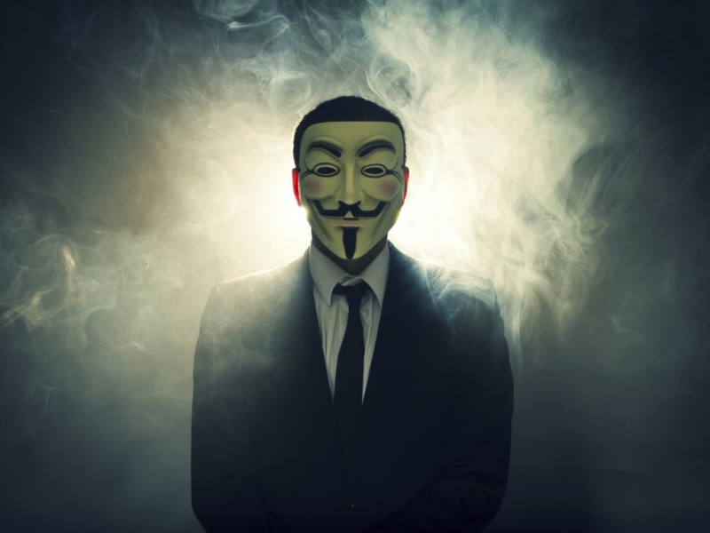 fear, obscured face, digital composite, mask - disguise, demon - fictional character, horror, guy, bizarre, portrait, adult, fawkes, spooky, black background