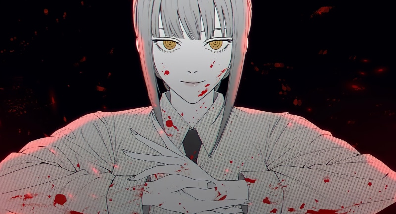 yellow eyes, Makima (Chainsaw Man), anime girls, Chainsaw Man, blood, digital art, 4K, artwork