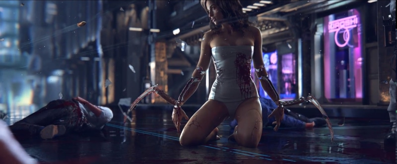 sexy, babe, cyberpunk, game, 2K, robot, sci fi, cyborg, blood
