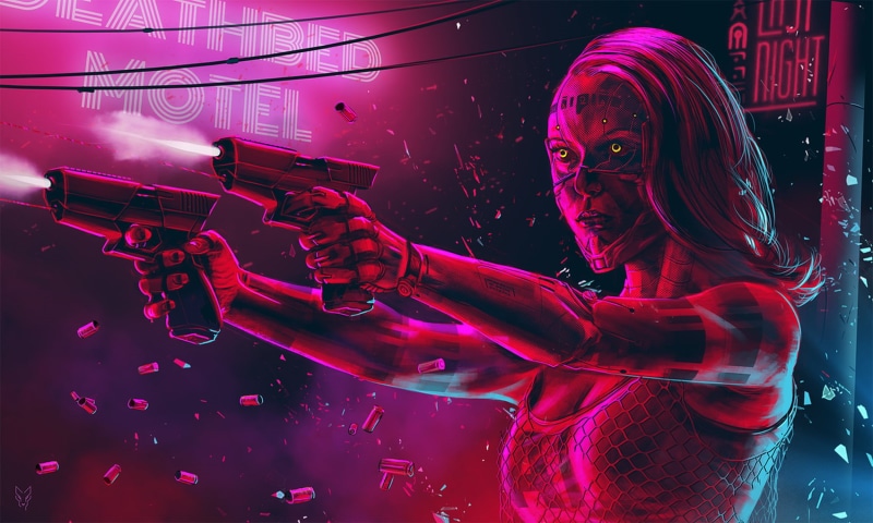 Woman, Pistol, Sci Fi, 720P, Cyborg, Cyberpunk, Neon