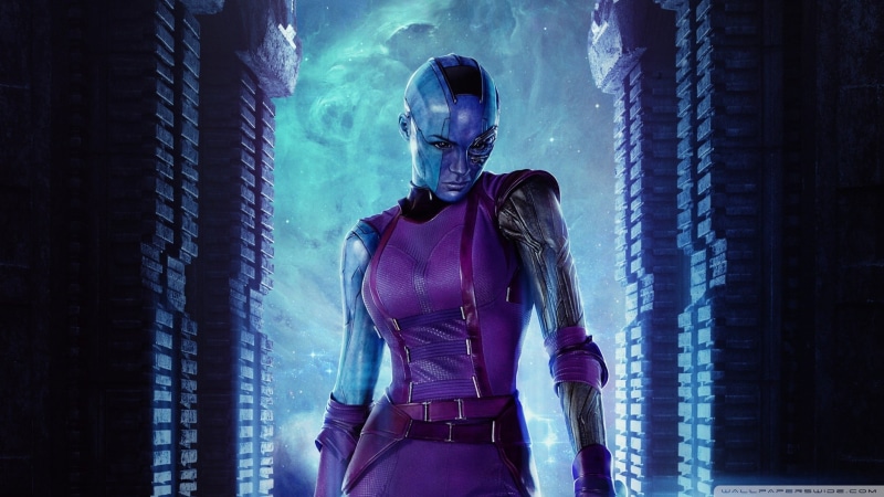 indoors, looking at camera, marvel, galaxy, guardians, real people, young adult, representation, one person, women, s, young women, three quarter length