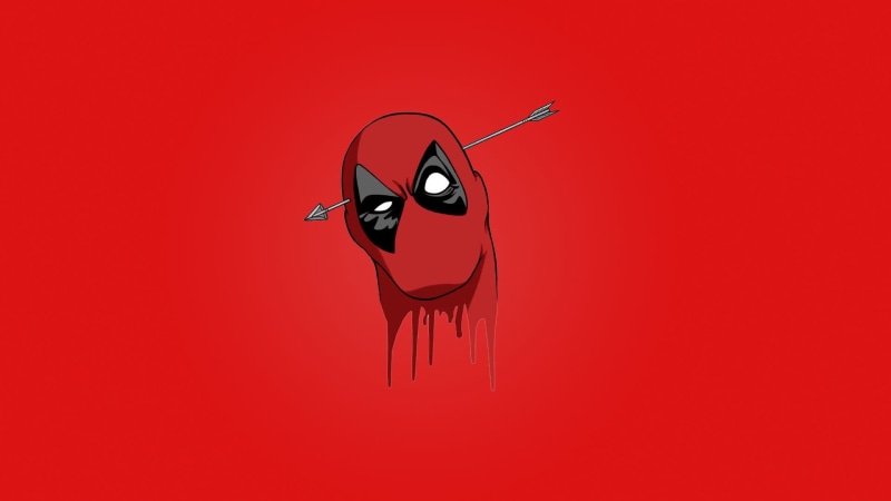 mask, 1080P, red, Wade Wilson, Marvel comics, Deadpool, blood, head, arrow