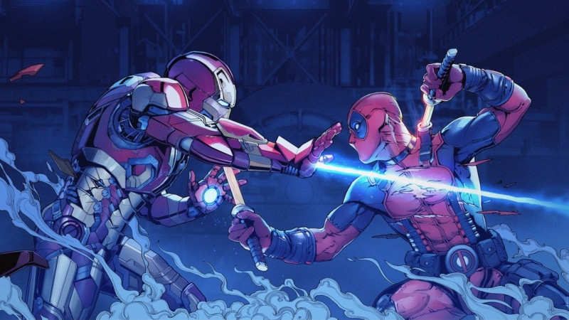 tony stark, wade wilson, fight, 1080P, Iron man vs deadpool