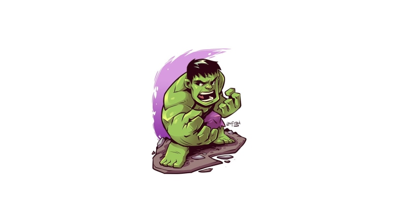 Hulk, artwork, 1080P, Marvel Comics, white background, simple background