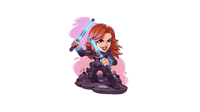 Marvel Comics, simple background, white background, artwork, Black Widow, 1080P