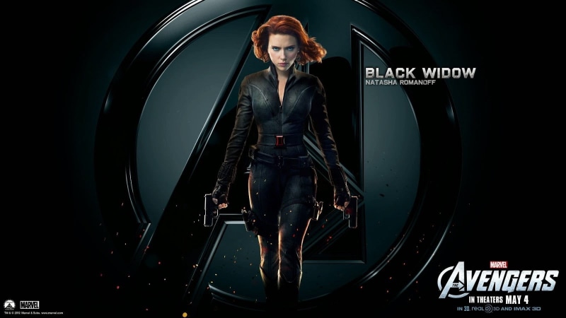 occupation, casual clothing, widow, studio shot, The Avengers, indoors, Black Widow, technology, one person, black background, Marvel Comics, black, real people