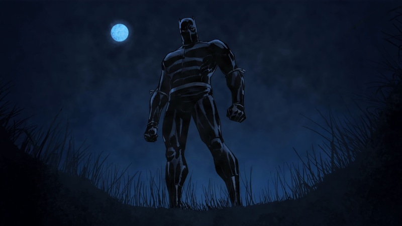 moon, night, universe, panther, 1080P, concept art, black panther, grass, cinematic, concept, marvel, art, marvel cinematic universe, black