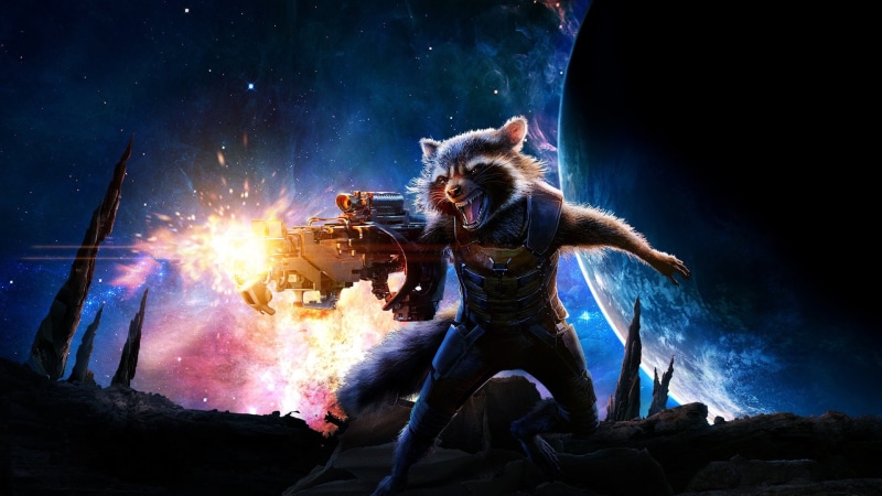 Movie, celebration, animal representation, representation, mammal, architecture, fire, fire - natural phenomenon, Rocket Raccoon, 1080P, Guardians of the Galaxy
