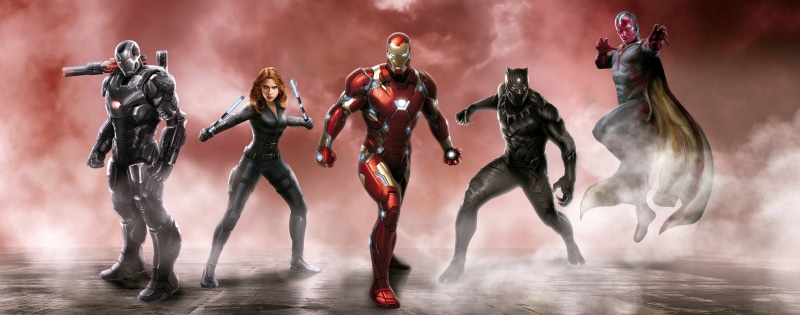 Black Panther, Iron Man, Captain America: Civil War, 4K, artwork, Black Widow, War Machine, digital art, Captain America, The Vision