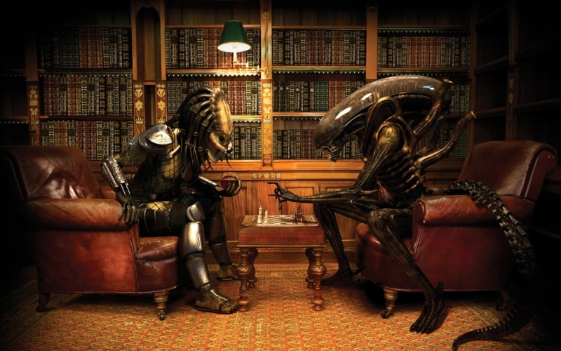 render, Xenomorph, Aliens (movie), chess, Alien vs. Predator, 720P, predator (creature), CGI, Predator (movie)