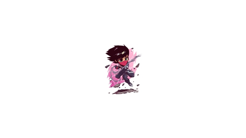Derek Laufman, Marvel Heroes, Marvel Super Heroes, chibi, Marvel Comics, minimalism, 4K, Silk (Marvel character)