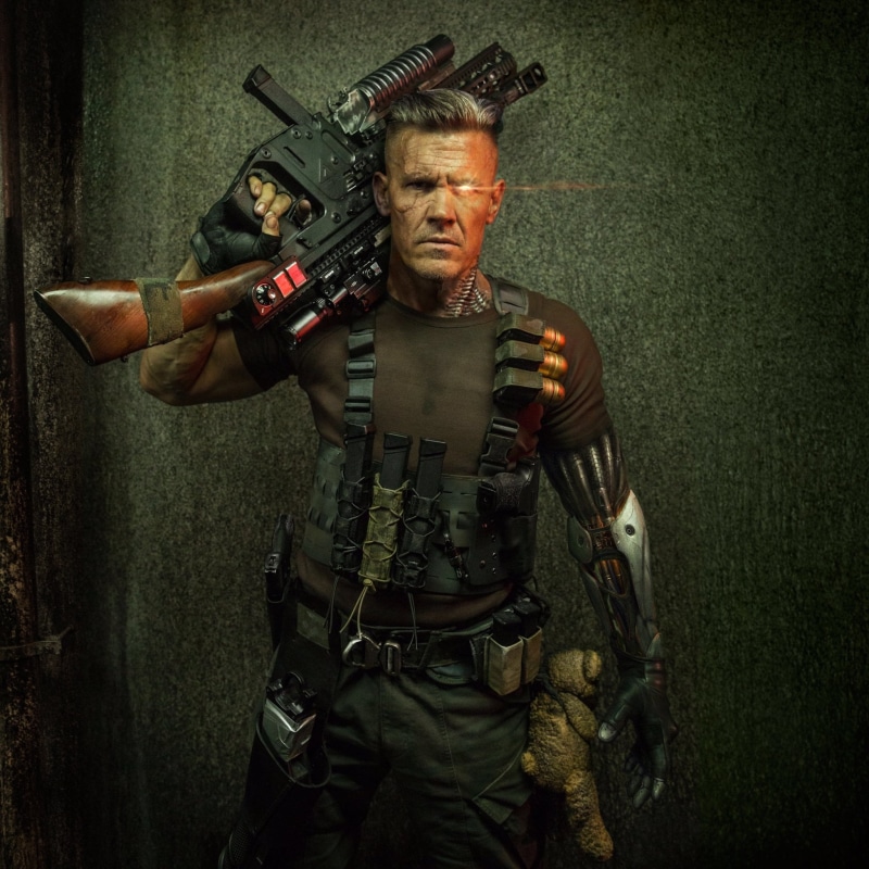 military, holding, Cable, mature adult, government, males, aggression, waist up, Mutant, Marvel Comics, Josh Brolin, bionics, adult, gun, looking at camera