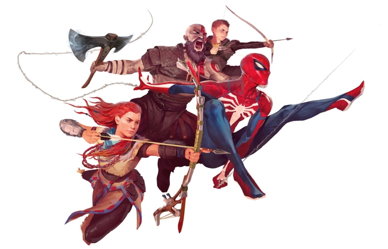 1080P, artwork, God of War, Horizon: Zero Dawn, Video Game Art, Aloy (Horizon: Zero Dawn), video games, Kratos, Spider-Man, God of War (2018), Spider-Man