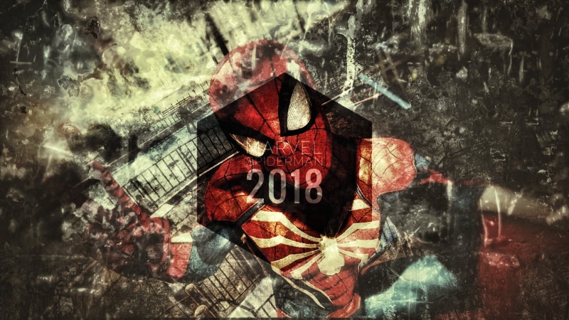 text, Spiderman Noir, decoration, Marvel Super Heroes, Games posters, christmas ornament, Platinum Conception, Spider-Man, digital composite