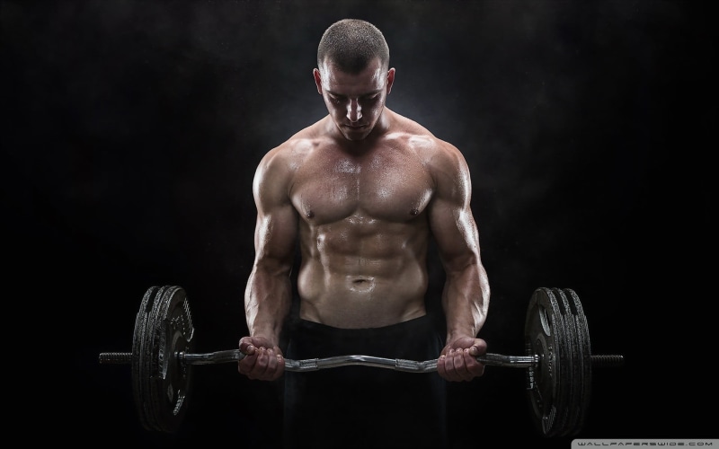simple background, effort, men, one person, weight, sports equipment, sports training, abdominal muscle, muscles, body conscious, fitness model, front view
