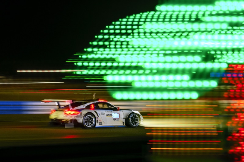photography, FIA World Endurance Championship, motion blur, 2K, Porsche 911 RSR, lights, Porsche