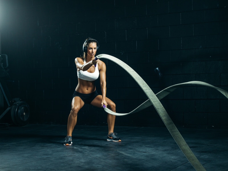 s, motion, physical activity, adult, gym, clothing, sports training, exercising, weight training, determination, women, strength, racer, front view, back