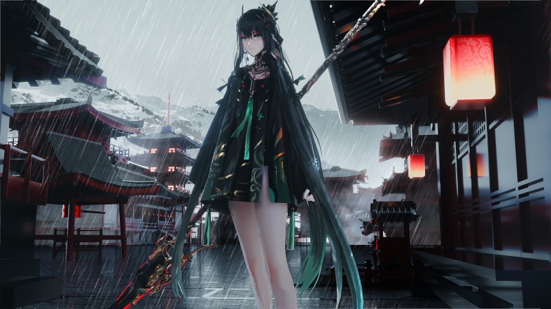 Punishing: Gray Raven, anime girls, Seymour, anime, 2K, rain