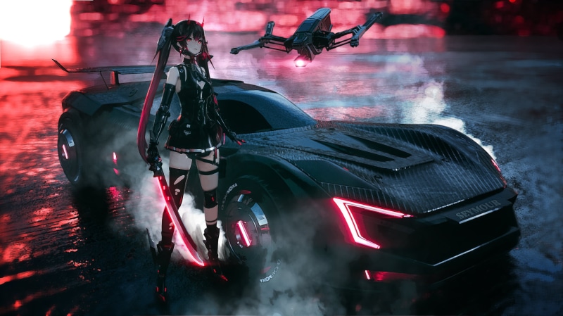 science fiction, 2K, race cars, Seymour, Punishing: Gray Raven, anime girls