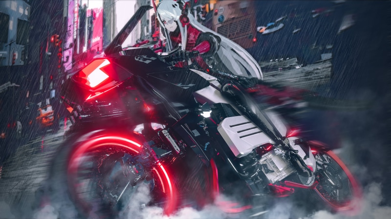 cyborg, motobike, Punishing: Gray Raven, anime girls, science fiction, 2K, Seymour