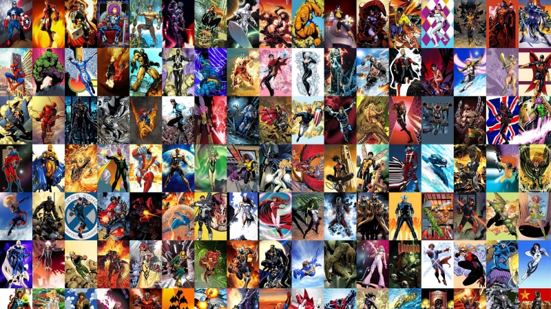 collage, art and craft, art, for sale, super, indoors, large group of objects, 5K, multi Colored, hero, heroes, arrangement, abstract, yellow, superhero