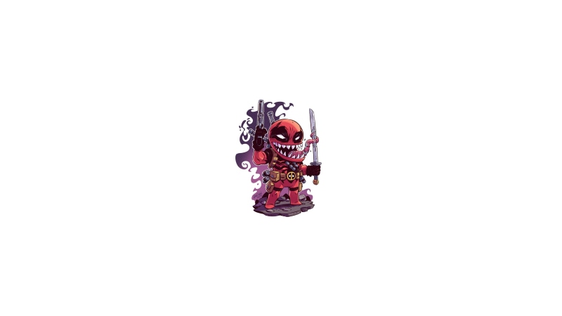 Venom, chibi, Marvel Heroes, minimalism, Derek Laufman, Marvel Comics, 4K, Marvel Super Heroes